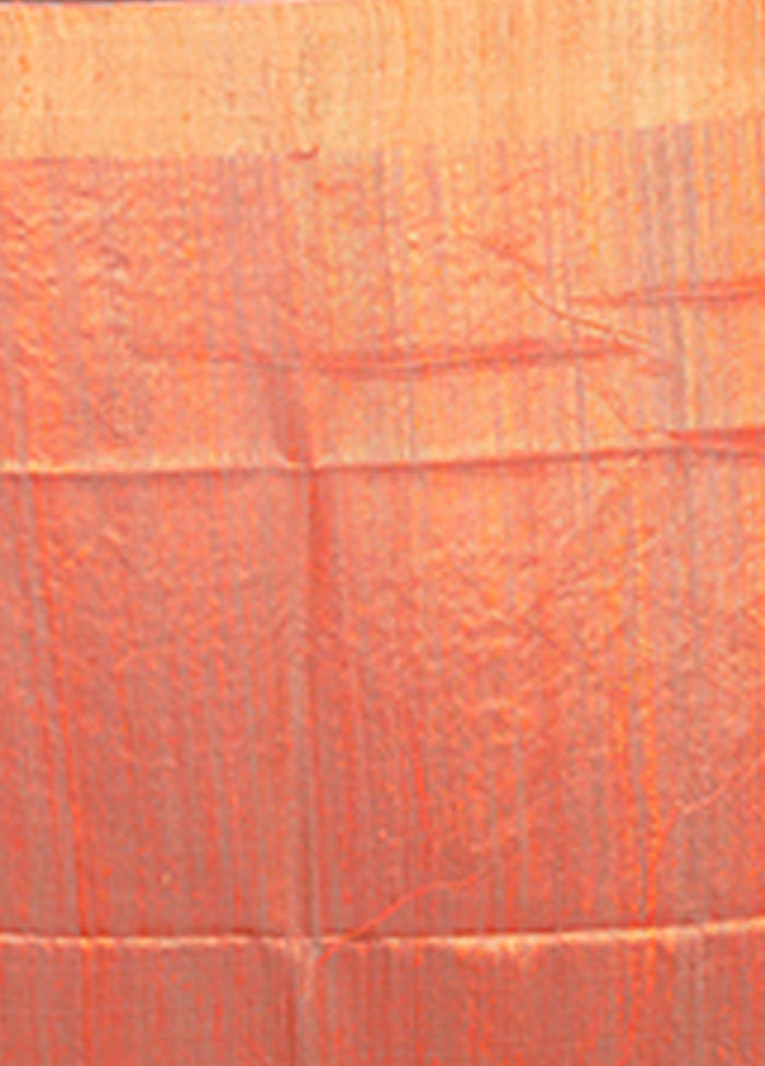 Pink Handloom Tussar Pure Silk Saree With Blouse Piece