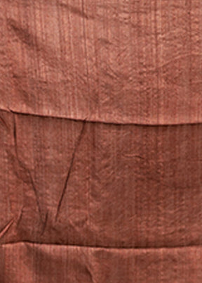 Brown Handloom Tussar Pure Silk Saree With Blouse Piece