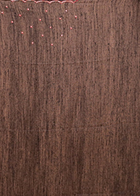 Brown Handloom Matka Pure Silk Saree With Blouse Piece
