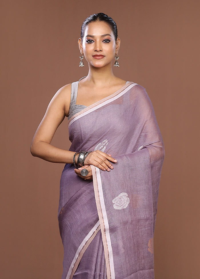 Purple Matka Silk Saree With Blouse Piece