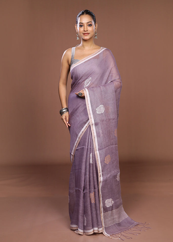 Purple Matka Silk Saree With Blouse Piece