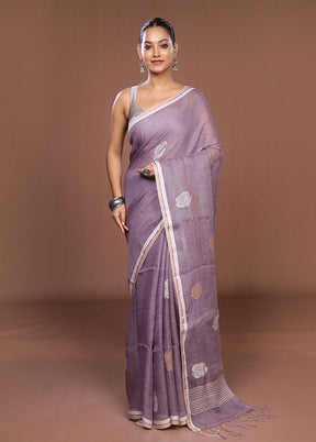Purple Matka Silk Saree With Blouse Piece