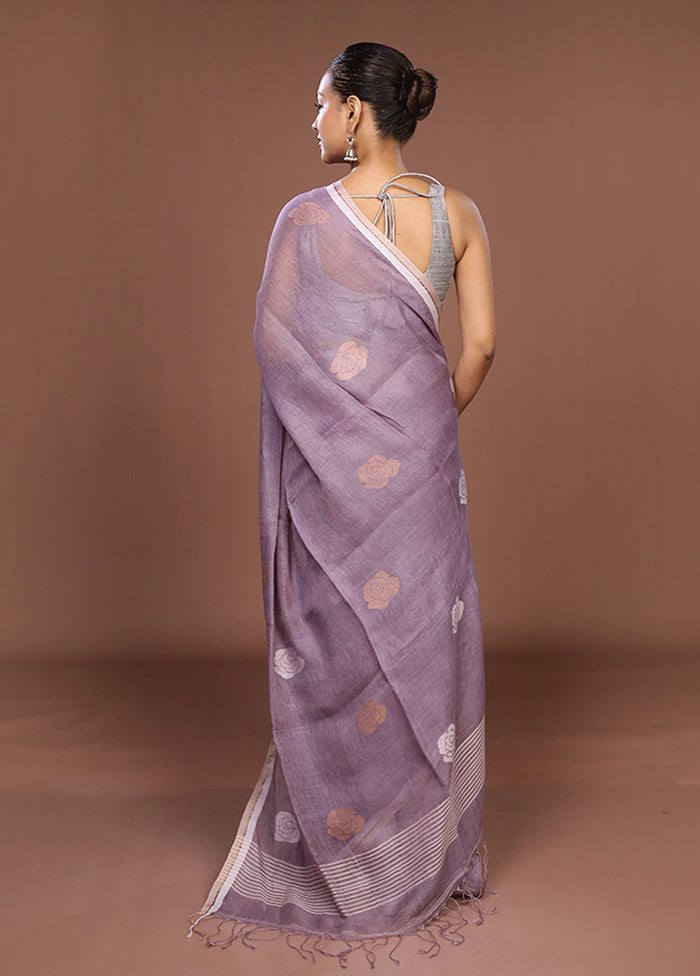 Purple Matka Silk Saree With Blouse Piece
