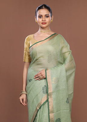 Green Matka Silk Saree With Blouse Piece