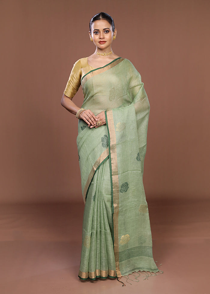 Green Matka Silk Saree With Blouse Piece