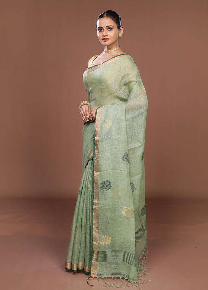 Green Matka Silk Saree With Blouse Piece
