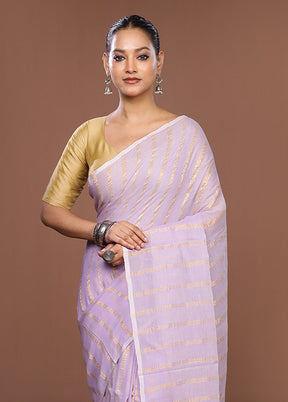 Purple Matka Silk Saree With Blouse Piece