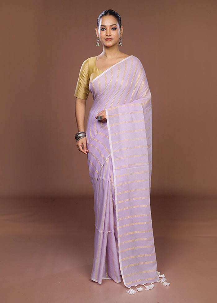 Purple Matka Silk Saree With Blouse Piece