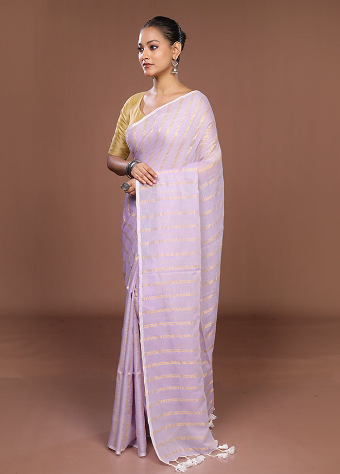 Purple Matka Silk Saree With Blouse Piece