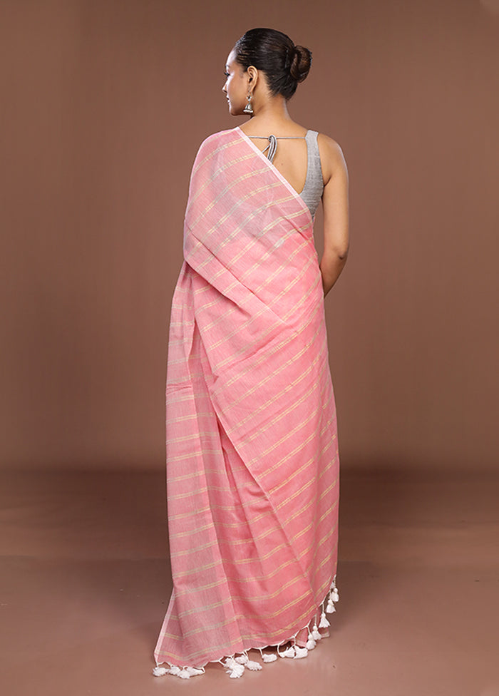Pink Matka Silk Saree With Blouse Piece