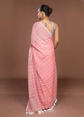 Pink Matka Silk Saree With Blouse Piece