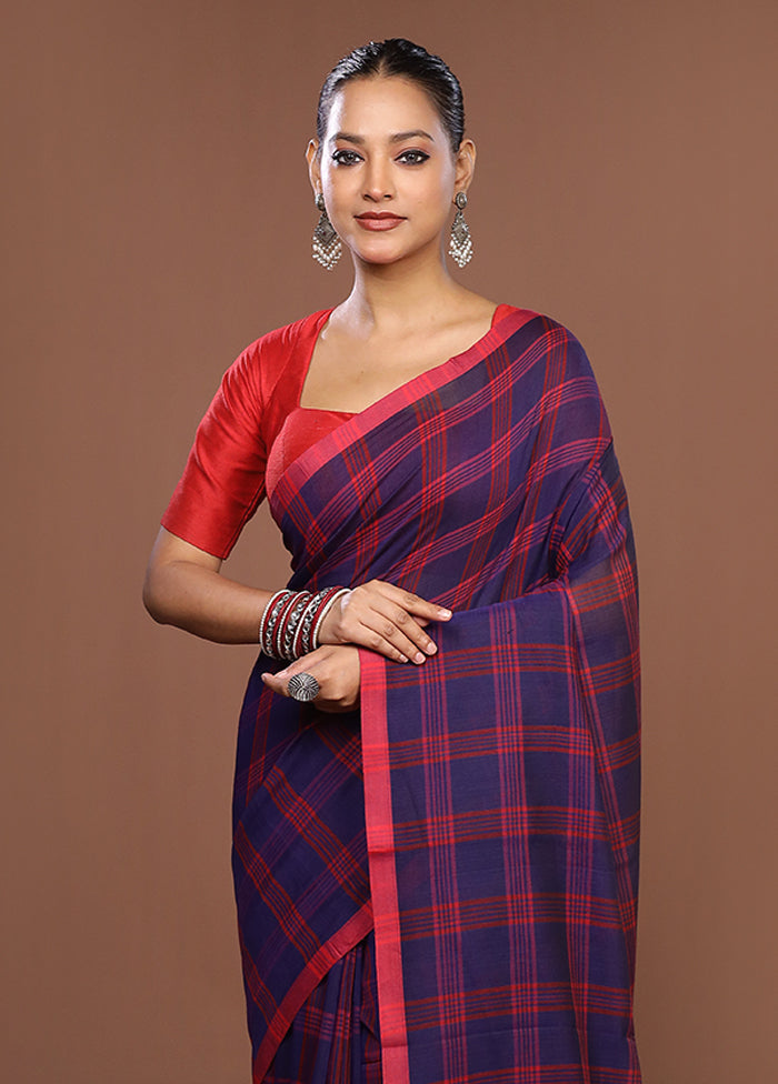 Blue Matka Silk Saree With Blouse Piece