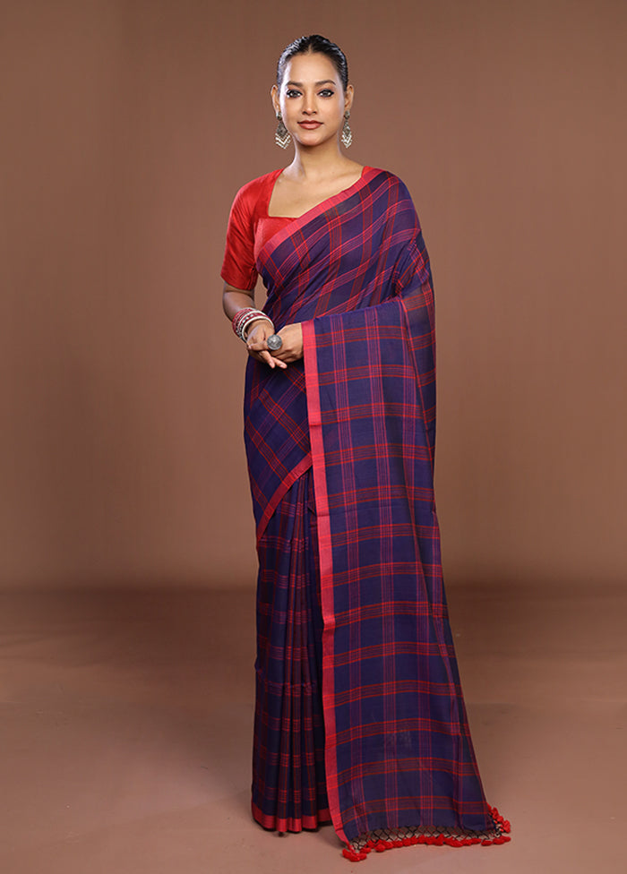 Blue Matka Silk Saree With Blouse Piece