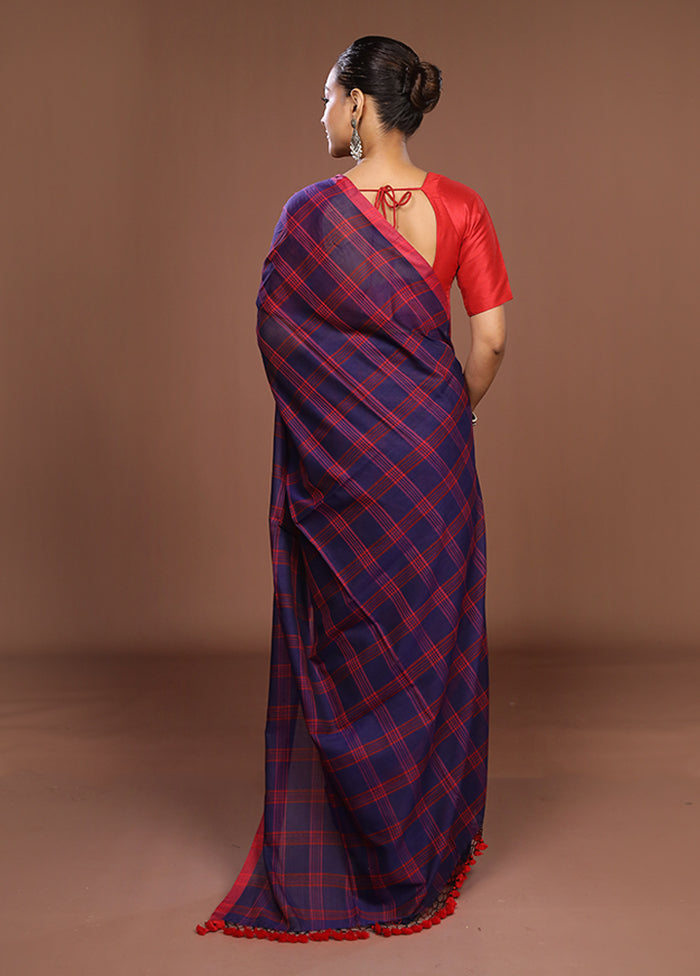 Blue Matka Silk Saree With Blouse Piece
