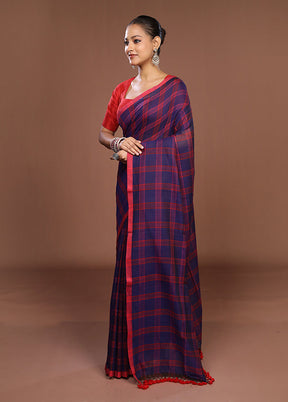 Blue Matka Silk Saree With Blouse Piece