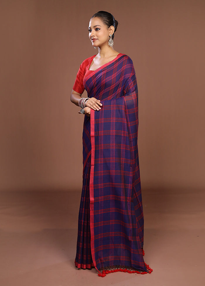 Blue Matka Silk Saree With Blouse Piece