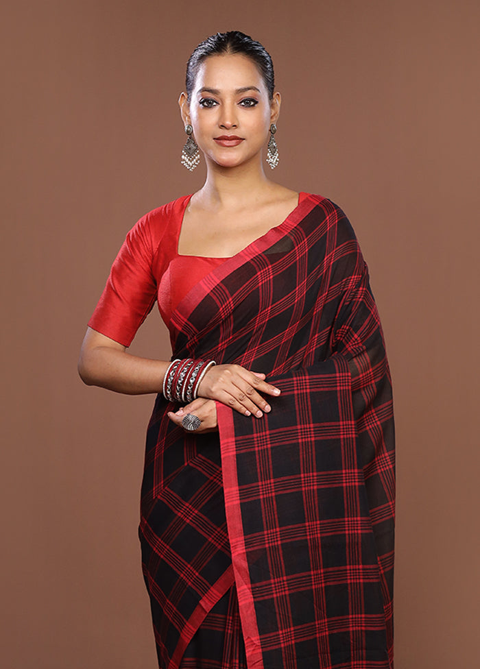 Black Matka Silk Saree With Blouse Piece