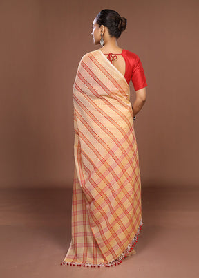Yellow Matka Silk Saree With Blouse Piece