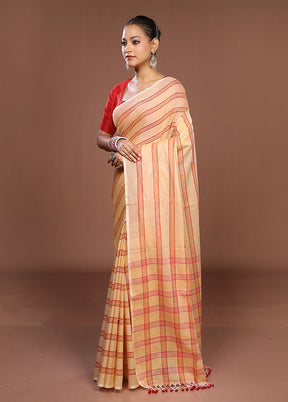 Yellow Matka Silk Saree With Blouse Piece