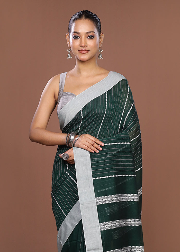 Green Matka Silk Saree With Blouse Piece