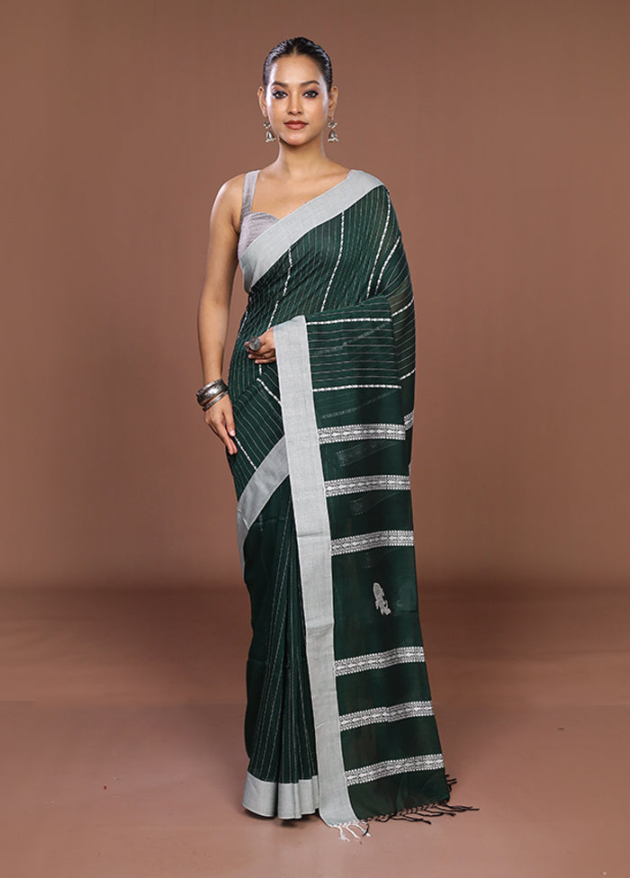 Green Matka Silk Saree With Blouse Piece