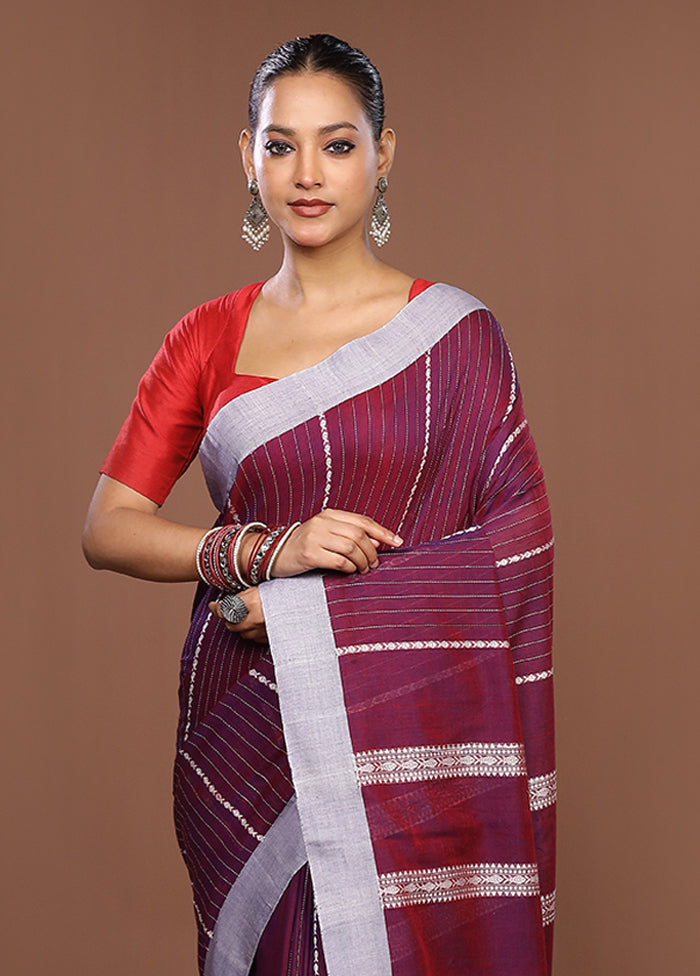 Grey Matka Silk Saree With Blouse Piece