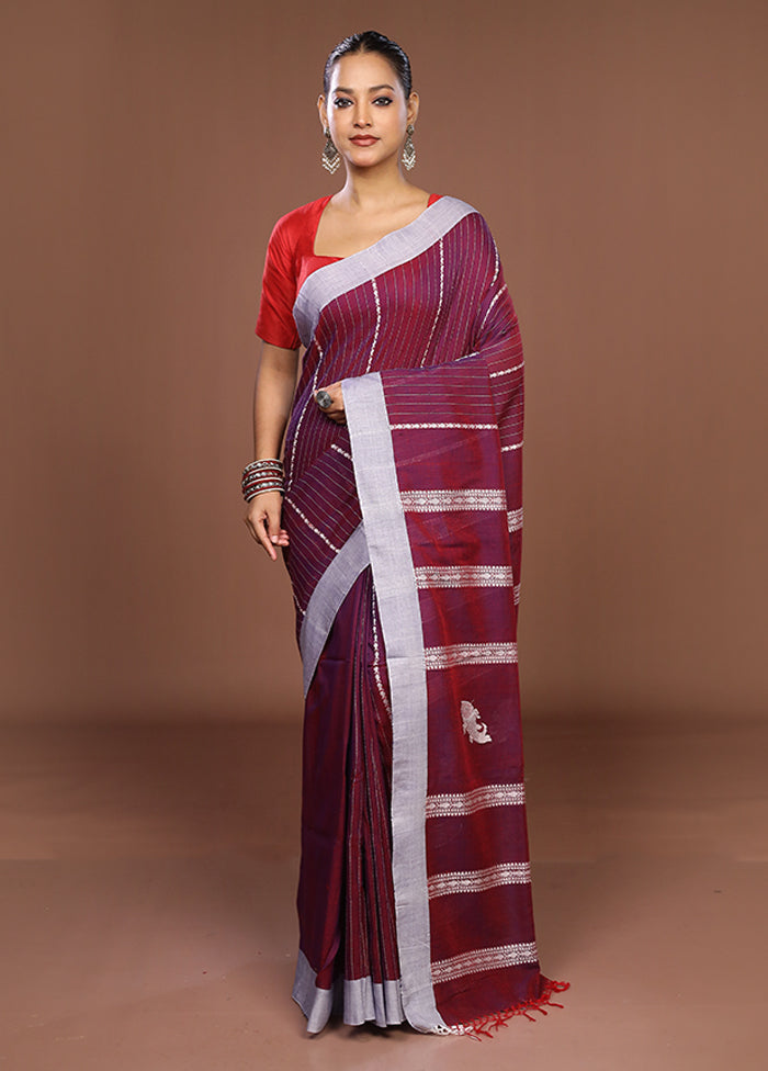 Grey Matka Silk Saree With Blouse Piece