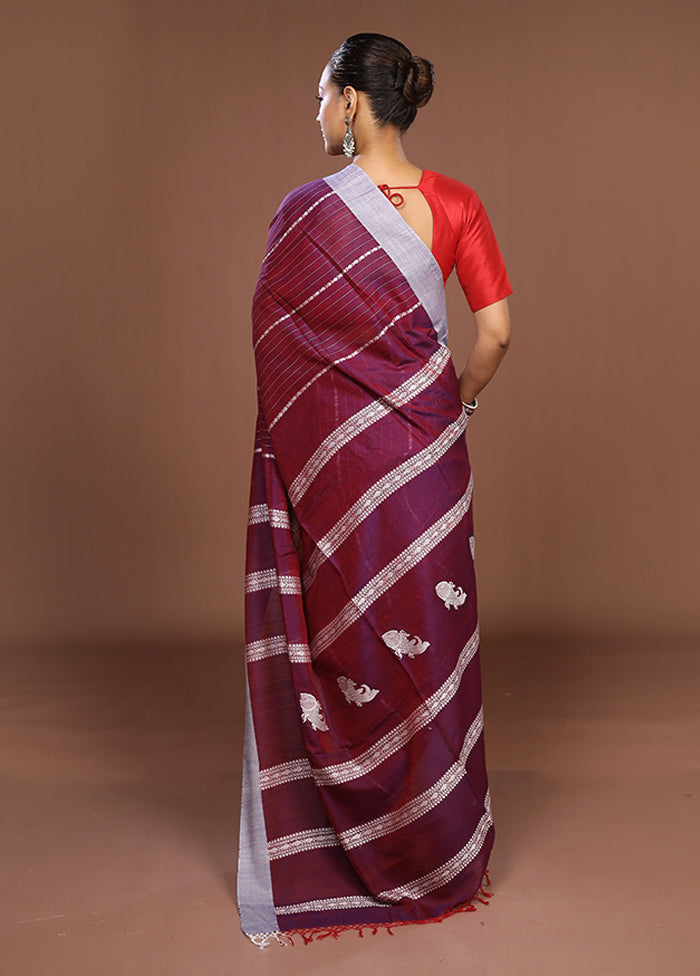 Grey Matka Silk Saree With Blouse Piece