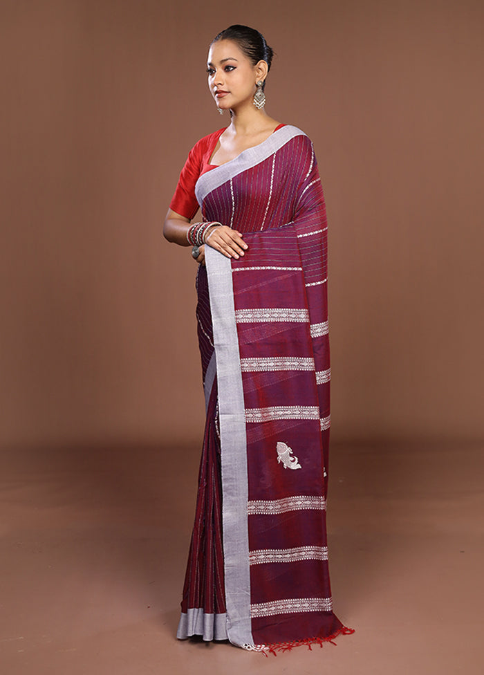 Grey Matka Silk Saree With Blouse Piece