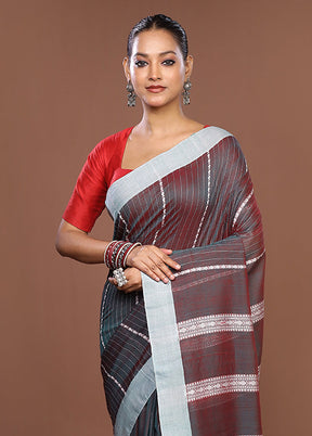 Maroon Matka Silk Saree With Blouse Piece