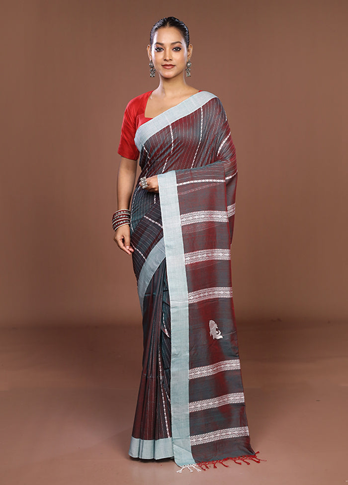 Maroon Matka Silk Saree With Blouse Piece