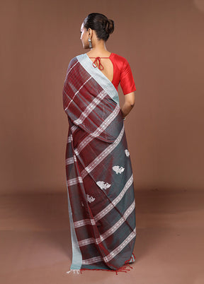 Maroon Matka Silk Saree With Blouse Piece