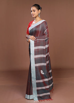 Maroon Matka Silk Saree With Blouse Piece