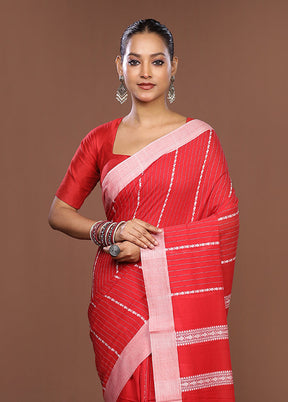 Red Matka Silk Saree With Blouse Piece