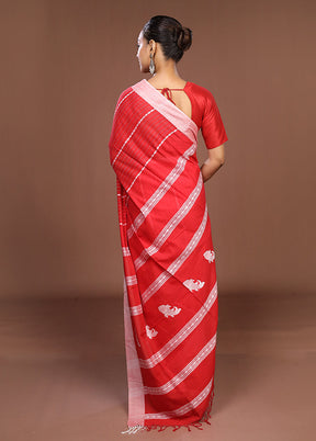 Red Matka Silk Saree With Blouse Piece