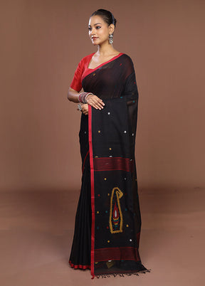 Black Matka Silk Saree With Blouse Piece