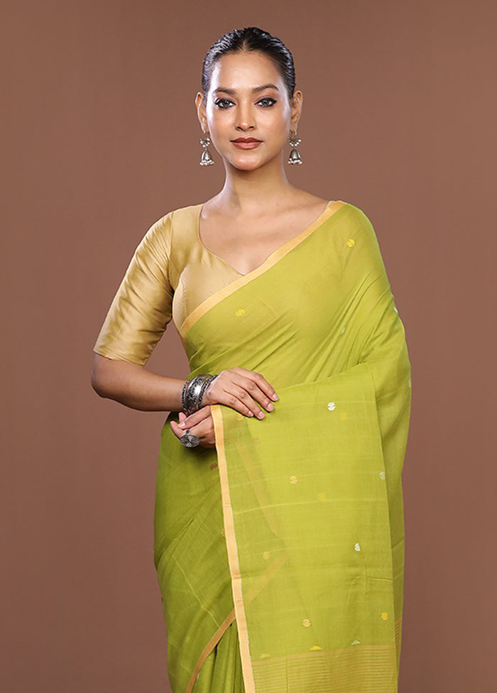 Green Matka Silk Saree With Blouse Piece