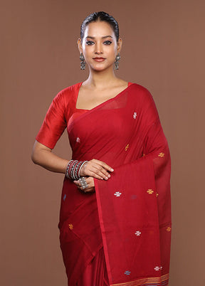 Maroon Matka Silk Saree With Blouse Piece