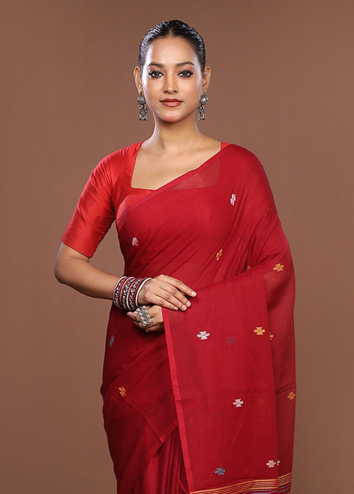 Maroon Matka Silk Saree With Blouse Piece