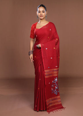 Maroon Matka Silk Saree With Blouse Piece