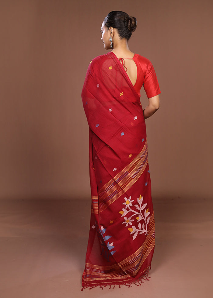 Maroon Matka Silk Saree With Blouse Piece