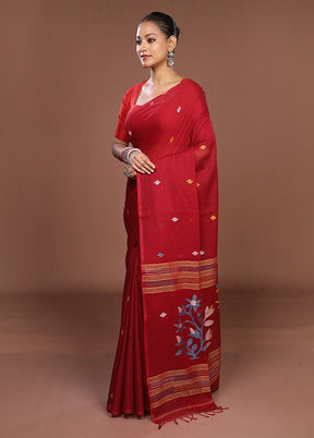 Maroon Matka Silk Saree With Blouse Piece
