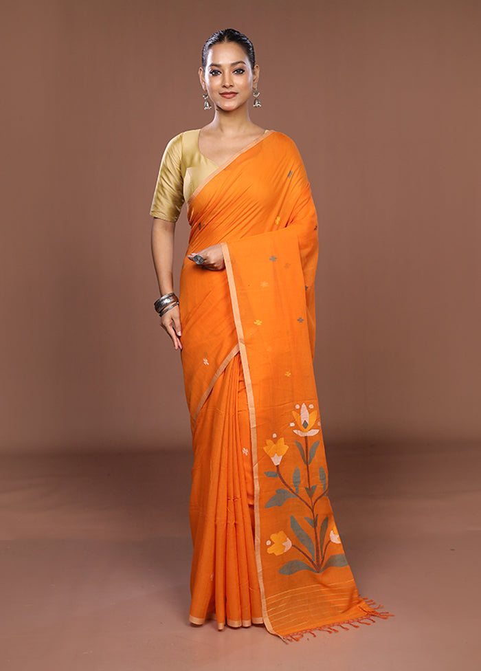Rust Matka Silk Saree With Blouse Piece