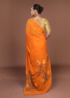 Rust Matka Silk Saree With Blouse Piece