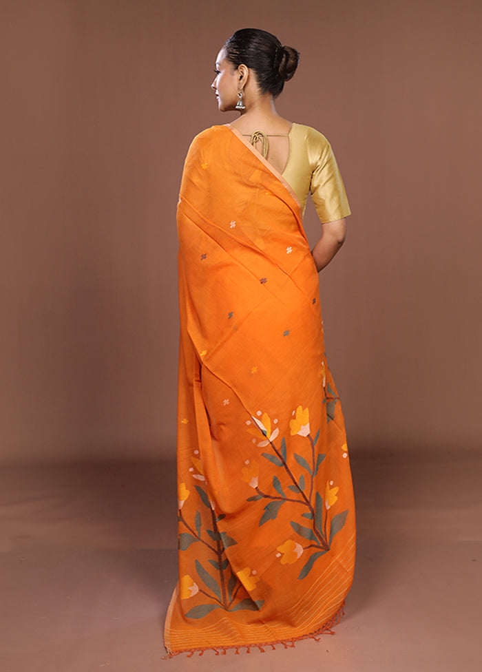 Rust Matka Silk Saree With Blouse Piece