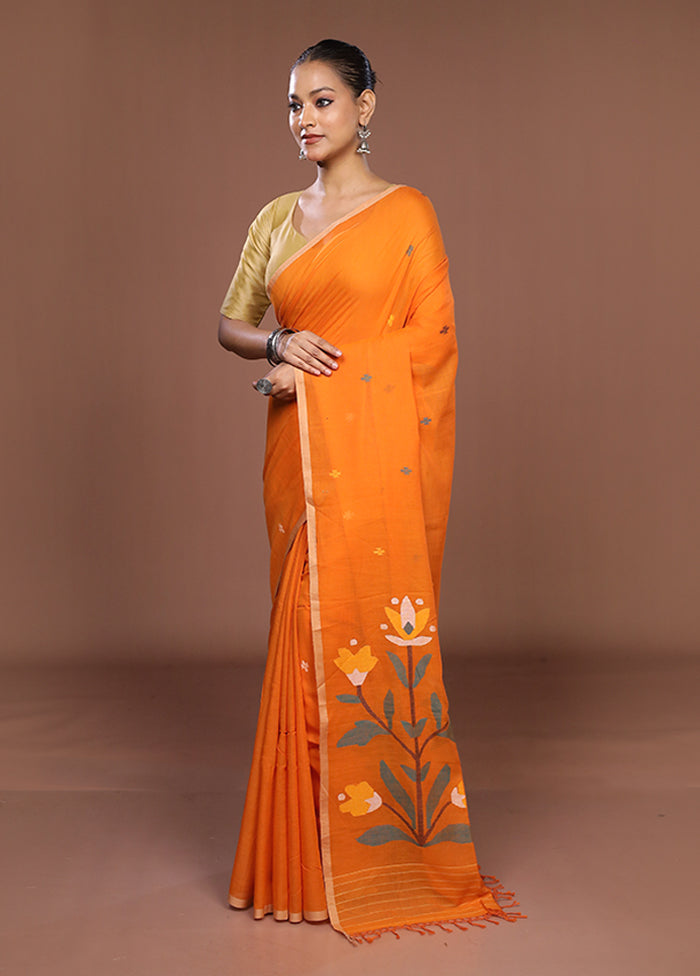 Rust Matka Silk Saree With Blouse Piece