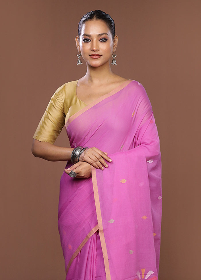 Pink Matka Silk Saree With Blouse Piece