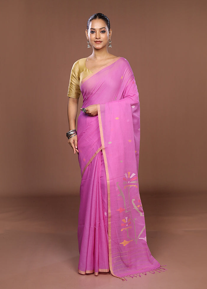 Pink Matka Silk Saree With Blouse Piece