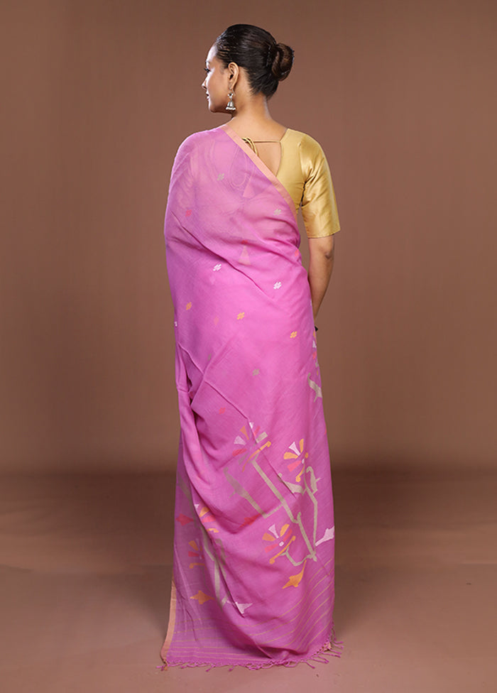 Pink Matka Silk Saree With Blouse Piece