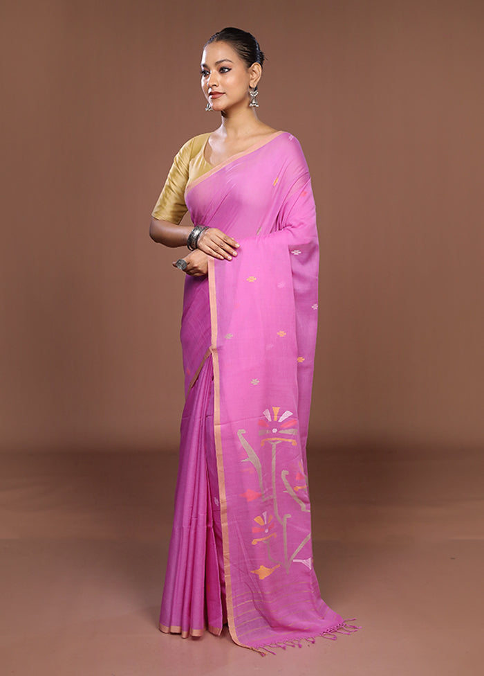 Pink Matka Silk Saree With Blouse Piece